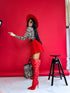 Pleated shorts + double belt J72 - RED PRE-ORDER